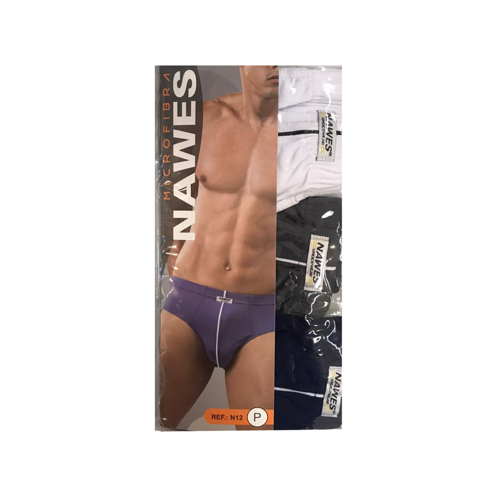 Cueca Slip Nawes Microfibra Kit 3 peças Ref N17