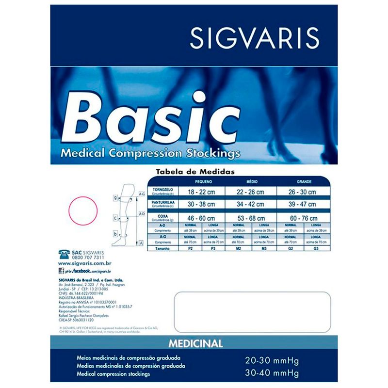 CampMedical - Meia de Compressão Sigvaris 15-20 mmHg AUDACE 3/4