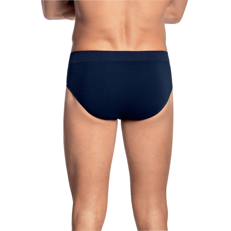 Cueca Slip Cavada Micromodal Sem Costura Seamless Anatômica Lupo - Marinho