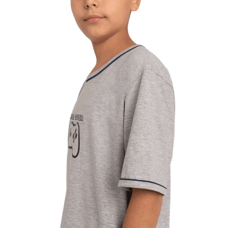 Pijama-Lupo-20610-001-Game-Over-Juvenil-8000-Cinza-Mescla-Detalhe